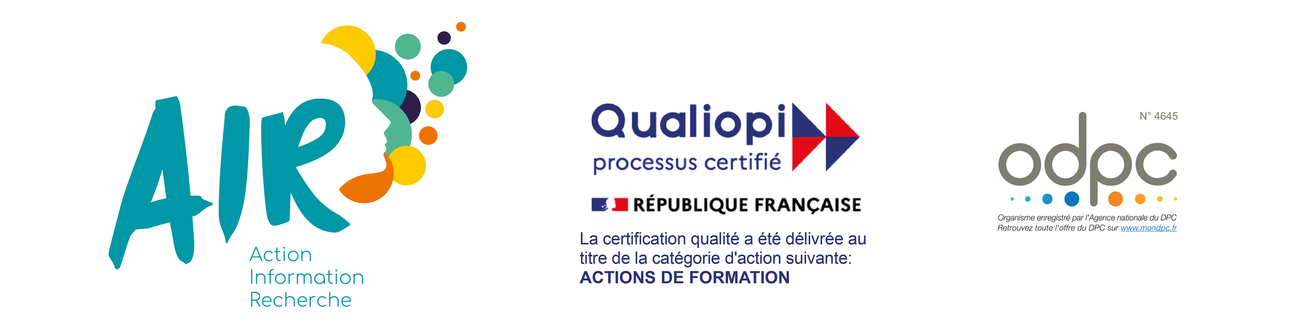 Logos SCIC AIR organisme de formation certifié Qualopi et enregistré DPC
